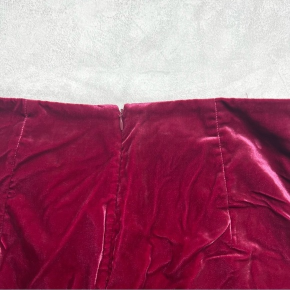 Anthropologie Raspberry Velvet Mini Skirt Monte Connie Ruched Front - Picture 6 of 6
